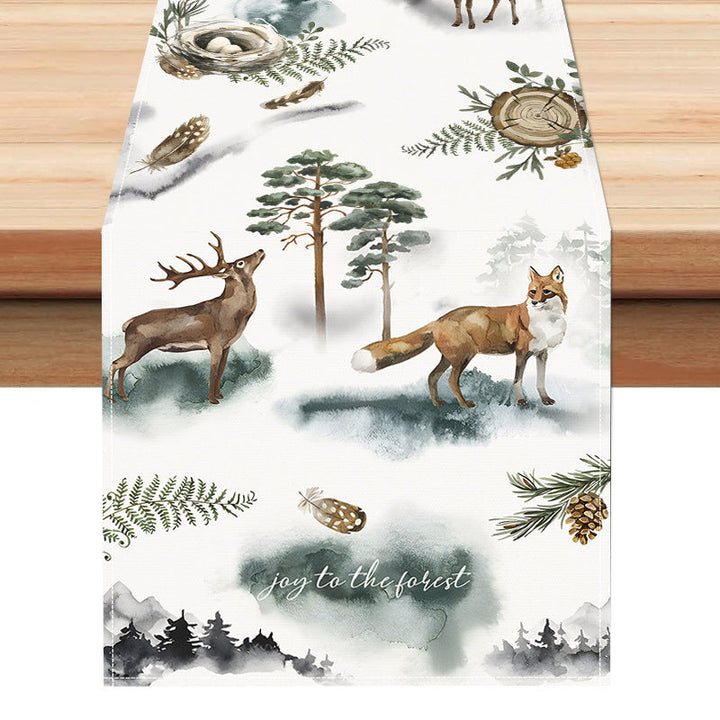 Christmas Table Flag | Reindeer Fox Cozy Woodland Decor