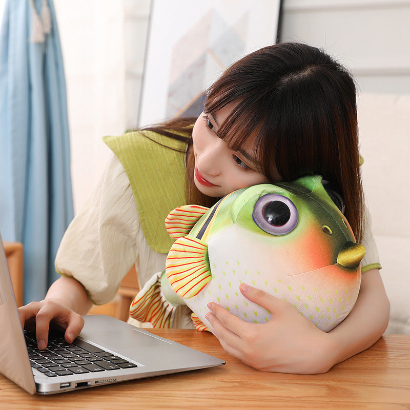Pufferfish Plush Pillow – Colorful Cuddly Room Decor