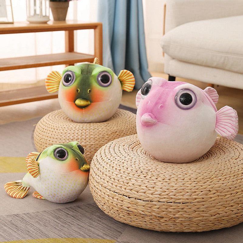 Pufferfish Plush Pillow – Colorful Cuddly Room Decor