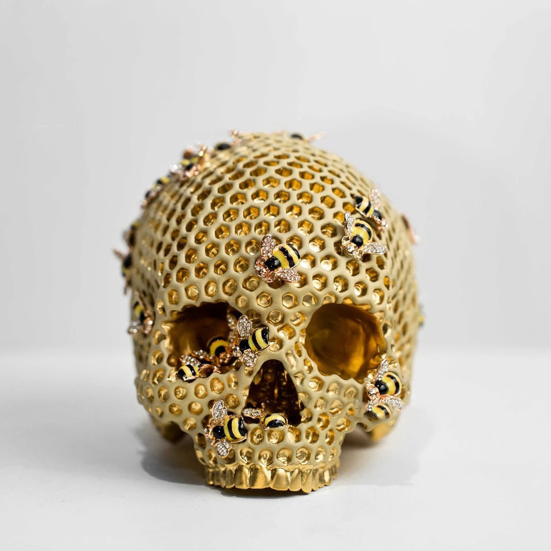 Honeycomb Skull Sculpture for Dramatic Desktop Decor