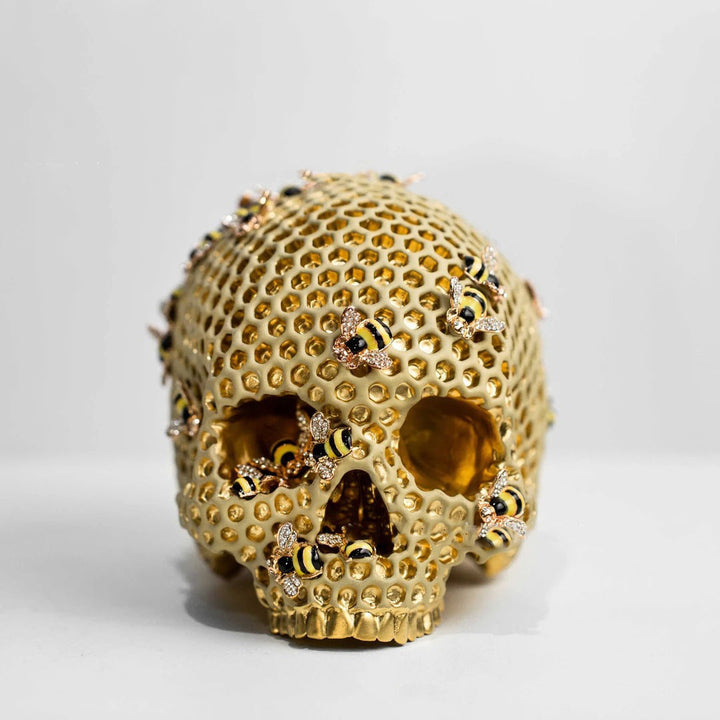 Honeycomb Skull Sculpture for Dramatic Desktop Decor
