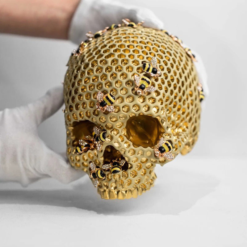 Honeycomb Skull Sculpture for Dramatic Desktop Decor