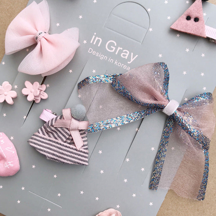 Pet Hair Accessories Set: 9 Korean-Style Bows & Clips
