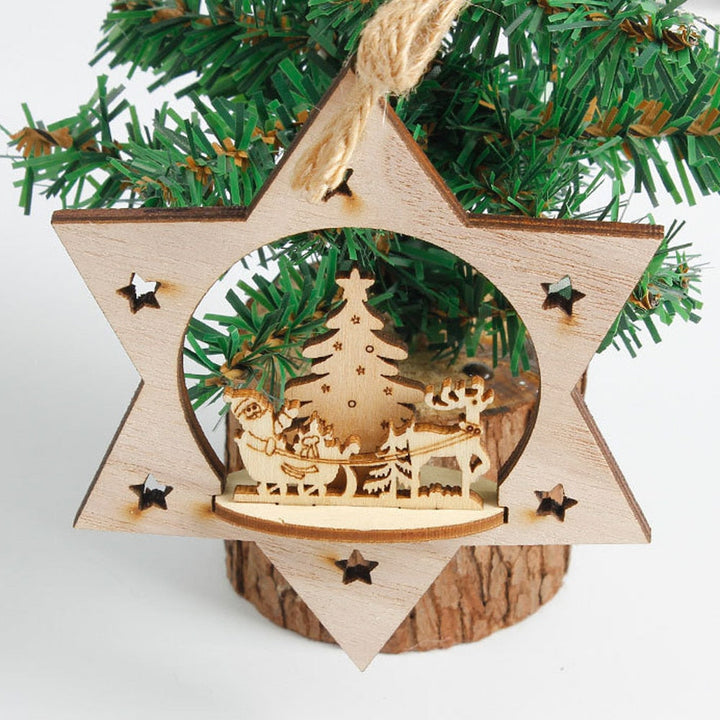 Wooden Christmas Tree Ornaments for Rustic Woodland Decor