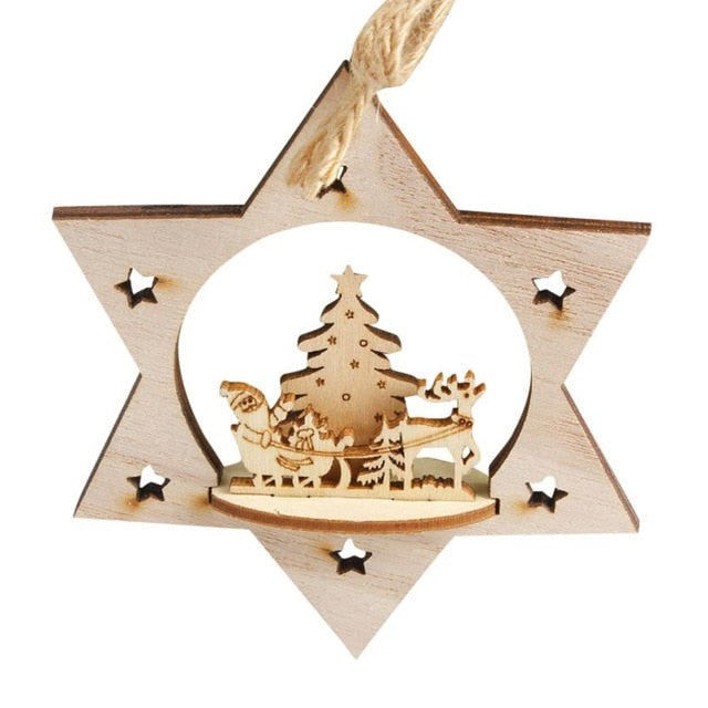 Wooden Christmas Tree Ornaments for Rustic Woodland Decor