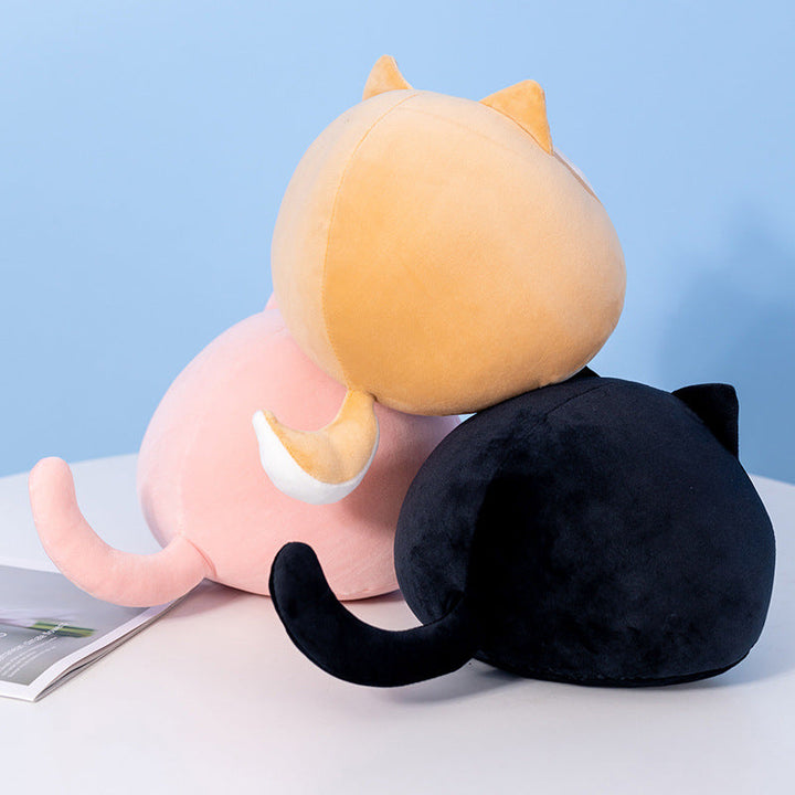 Round Cat Plush Pillow – Soft Kawaii Bedroom Accent