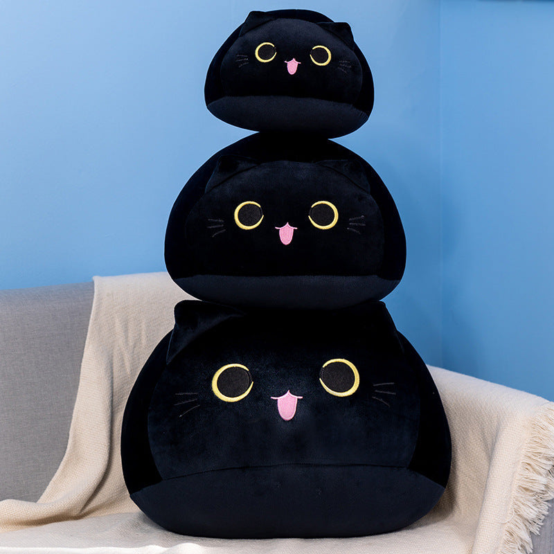 Round Cat Plush Pillow – Soft Kawaii Bedroom Accent