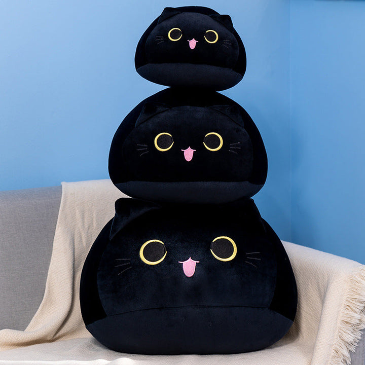 Round Cat Plush Pillow – Soft Kawaii Bedroom Accent