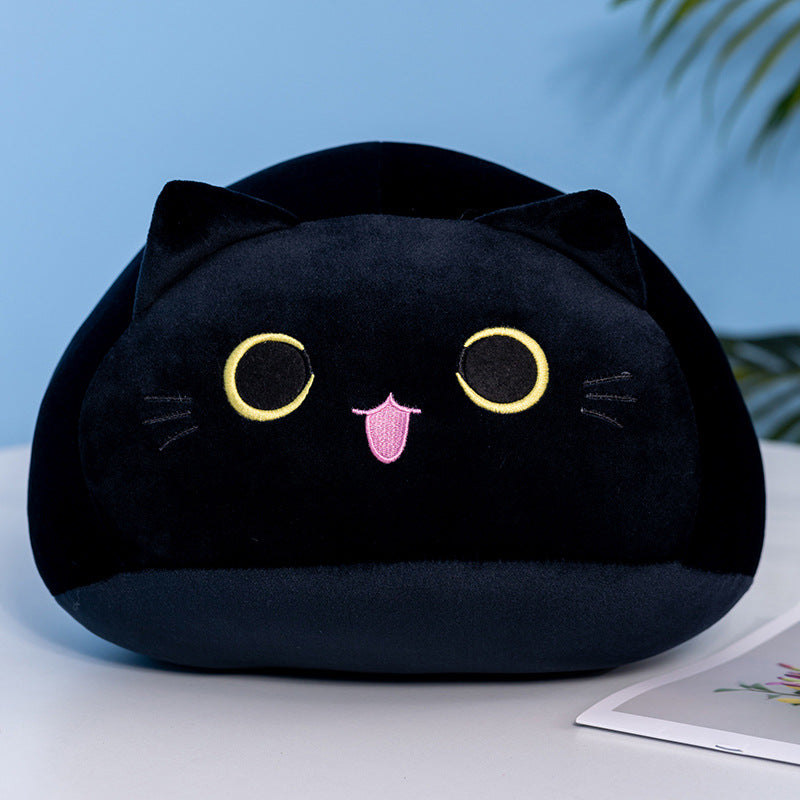 Round Cat Plush Pillow – Soft Kawaii Bedroom Accent