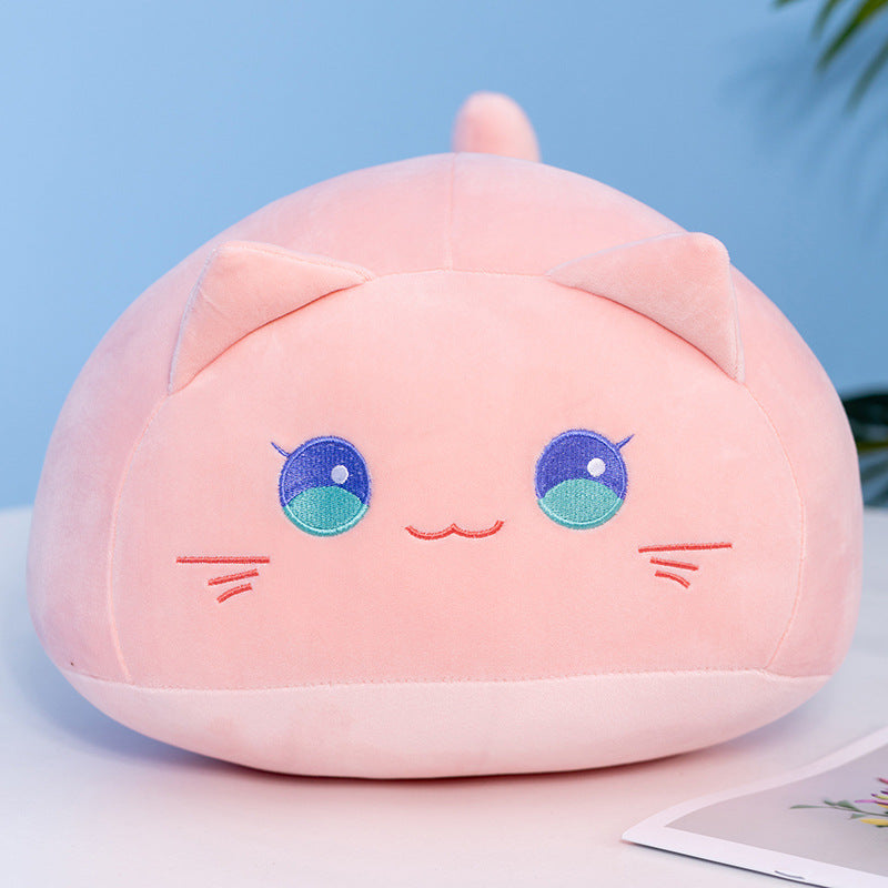 Round Cat Plush Pillow – Soft Kawaii Bedroom Accent