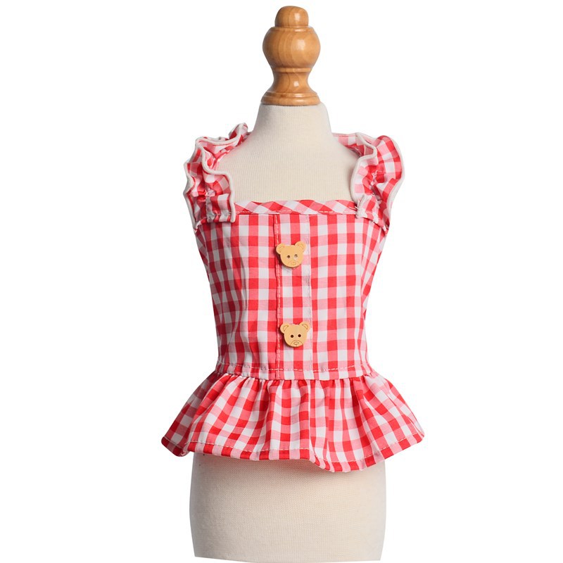 Gingham Pet Dress With Matching Ruffled Headpiece