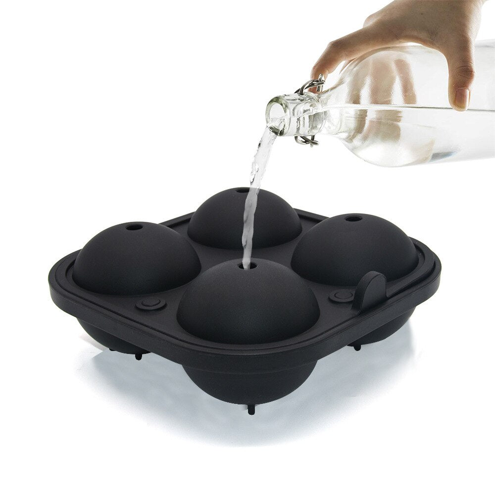 Silicone Ice Ball Mold: Clear, Round 4-Ball Spheres