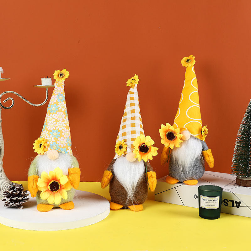 Sunflower Gnome Set for Cheerful Summer Home Decor