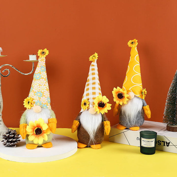 Sunflower Gnome Set for Cheerful Summer Home Decor