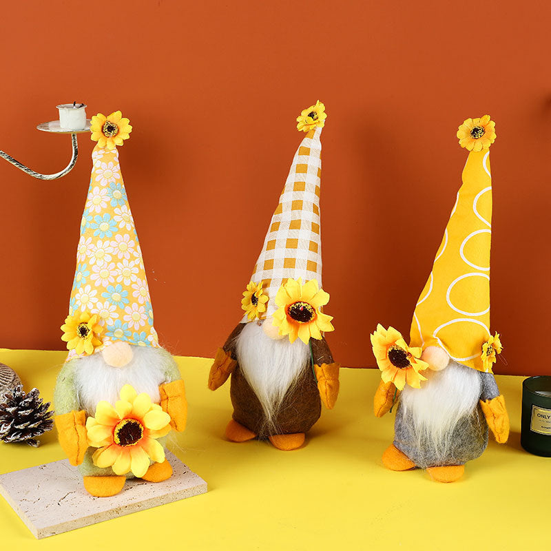 Sunflower Gnome Set for Cheerful Summer Home Decor