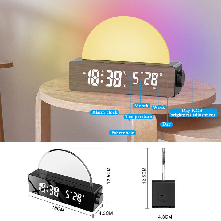 Sunset Alarm Clock with RGB Light & USB Charging