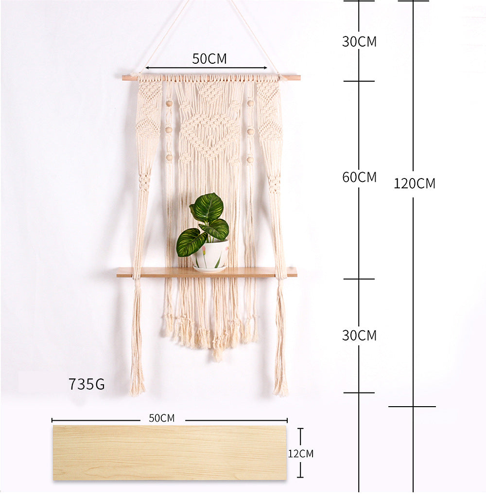 Macramé Wall Shelf for Boho Display and Light Storage