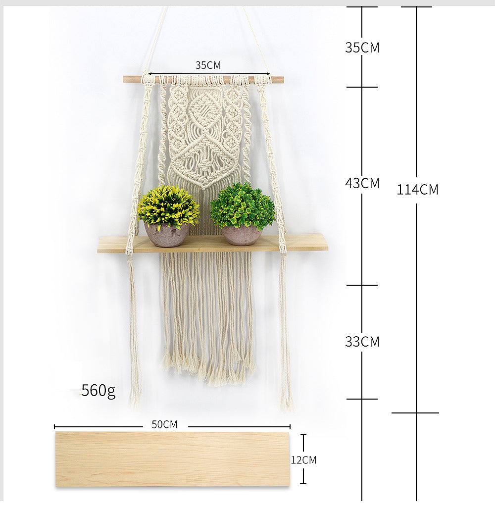 Macramé Wall Shelf for Boho Display and Light Storage