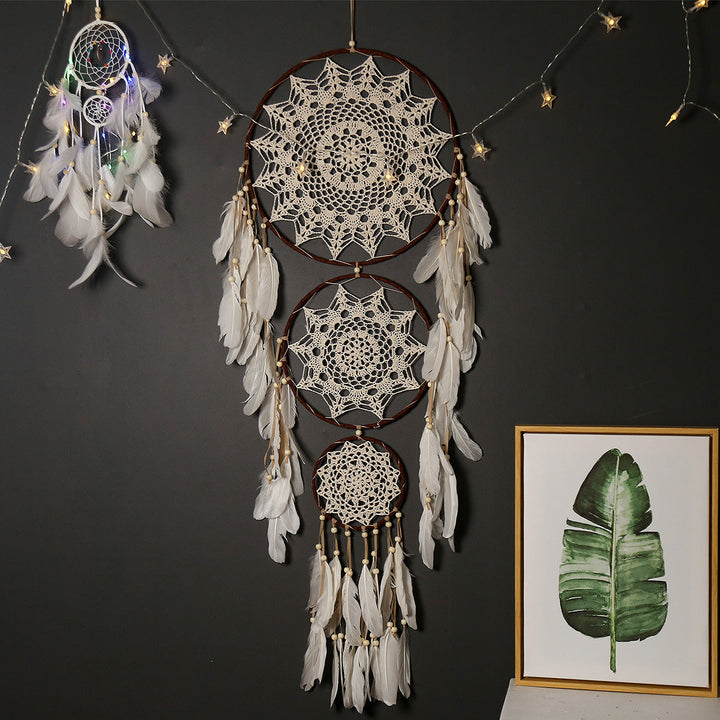 Three-Ring Dream Catcher Wall Decor for Boho Rooms
