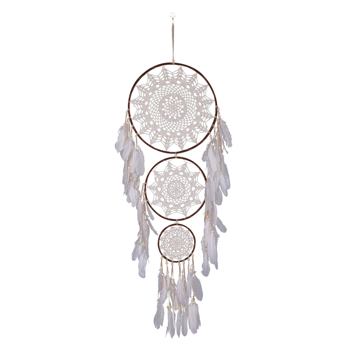 Three-Ring Dream Catcher Wall Decor for Boho Rooms