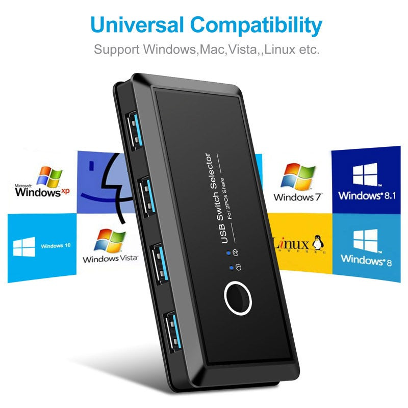 USB 3.0 Printer Sharer for Two Computers, 4 Ports