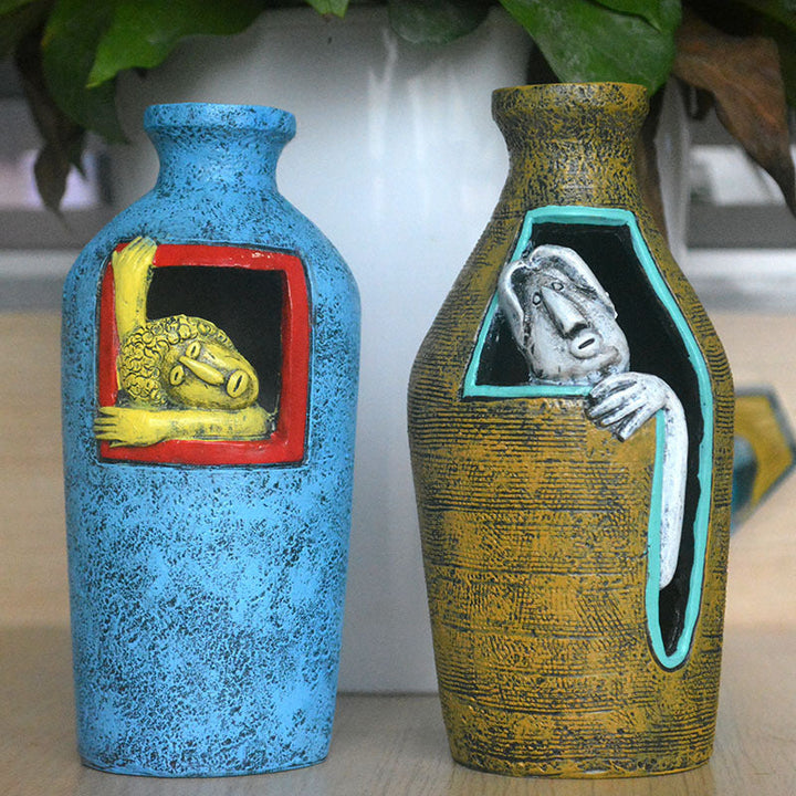 Sculptural Vase Pair for Artful European Home Decor