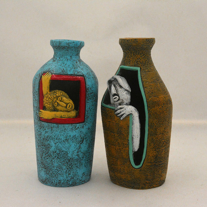 Sculptural Vase Pair for Artful European Home Decor