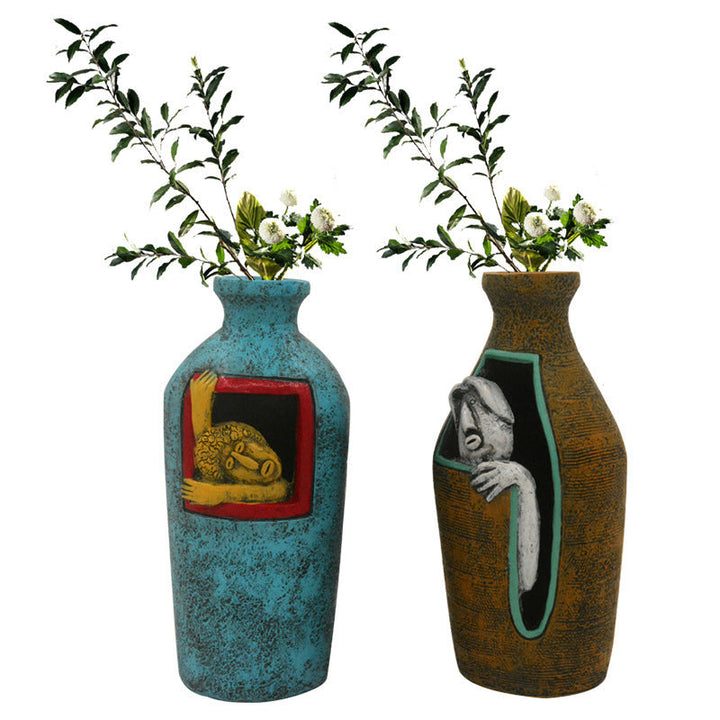 Sculptural Vase Pair for Artful European Home Decor