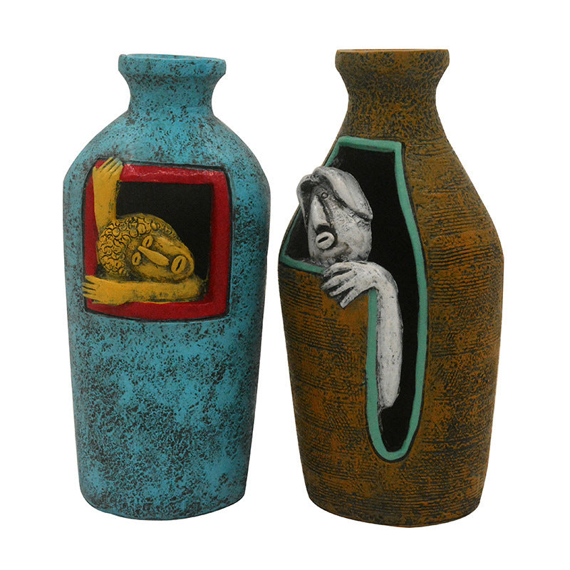 Sculptural Vase Pair for Artful European Home Decor