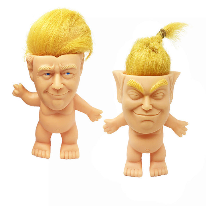 Trump-Inspired Vinyl Doll Ornament for Quirky Desk Decor