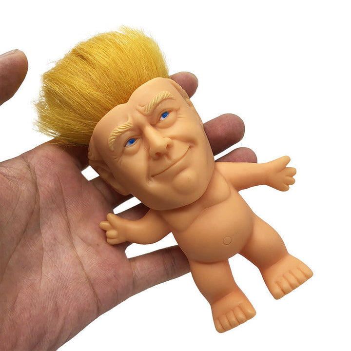 Trump-Inspired Vinyl Doll Ornament for Quirky Desk Decor