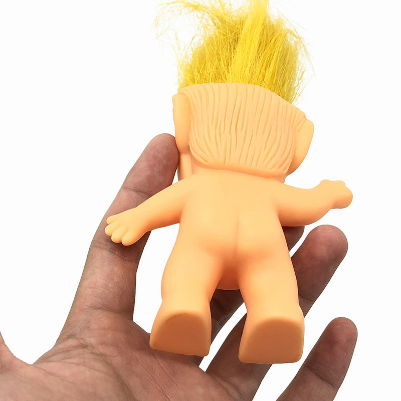 Trump-Inspired Vinyl Doll Ornament for Quirky Desk Decor