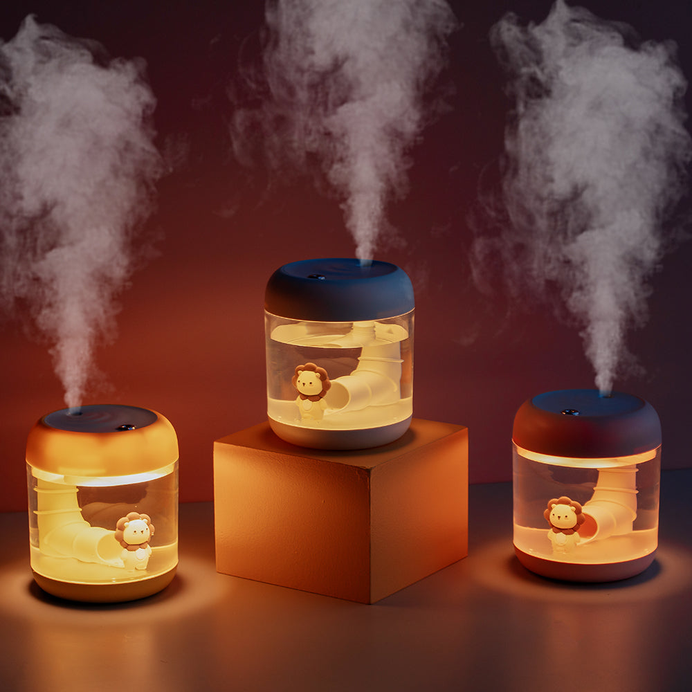 Cute Mini USB Desk Humidifier with Figurine LED Glow