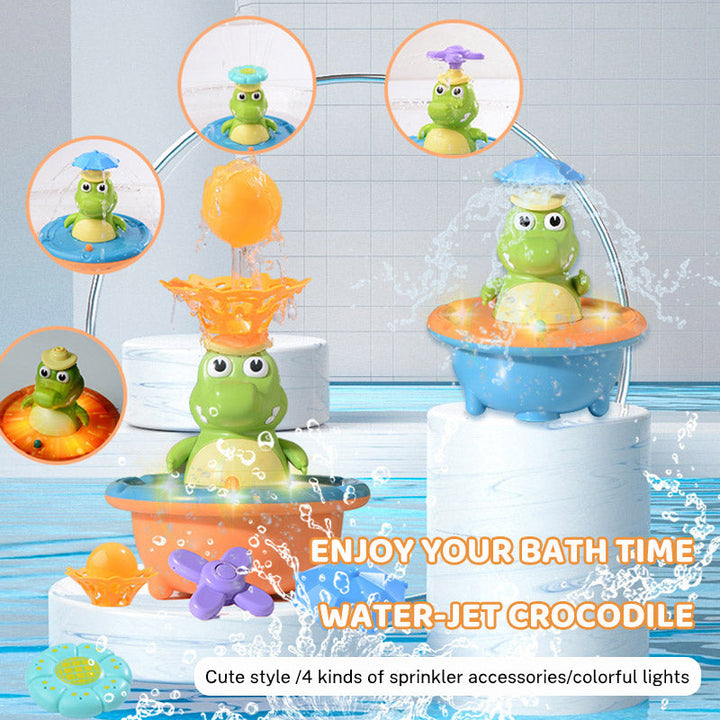 Light-Up Crocodile Bath Toy with Rotating Water Jets