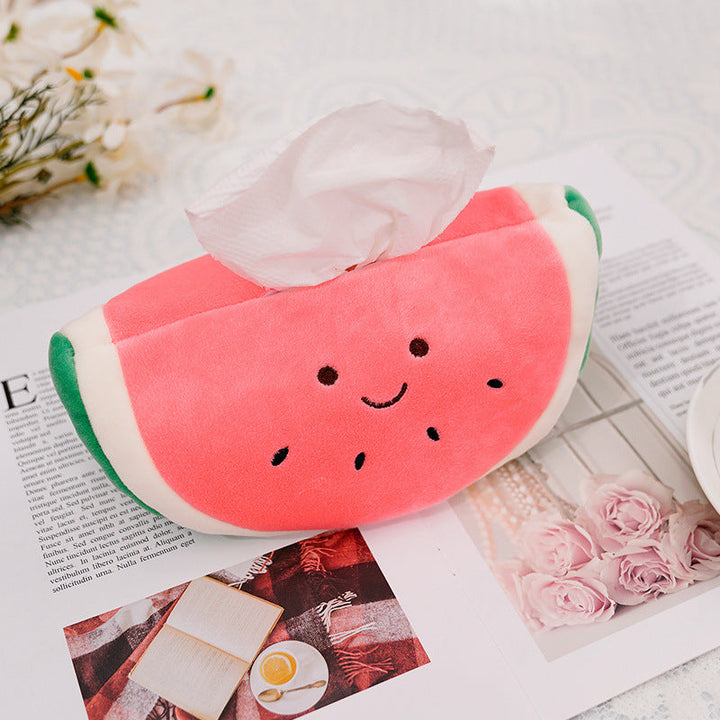 Plush Fruit Tissue Box Holder for Cute Car & Home Decor