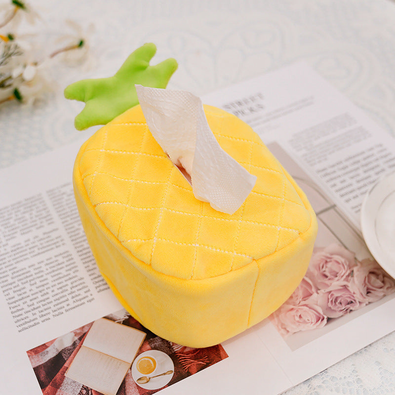 Plush Fruit Tissue Box Holder for Cute Car & Home Decor
