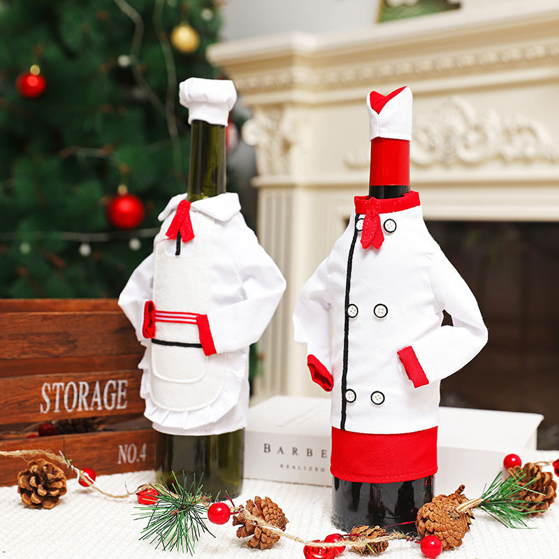 Chef Wine Bottle Outfits Set Holiday Table Decoration