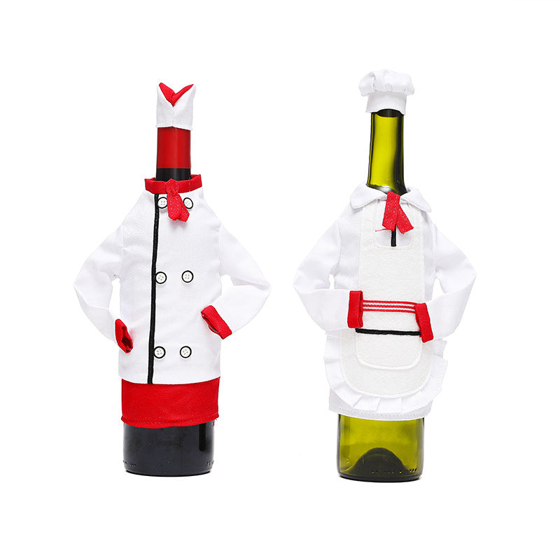 Chef Wine Bottle Outfits Set Holiday Table Decoration
