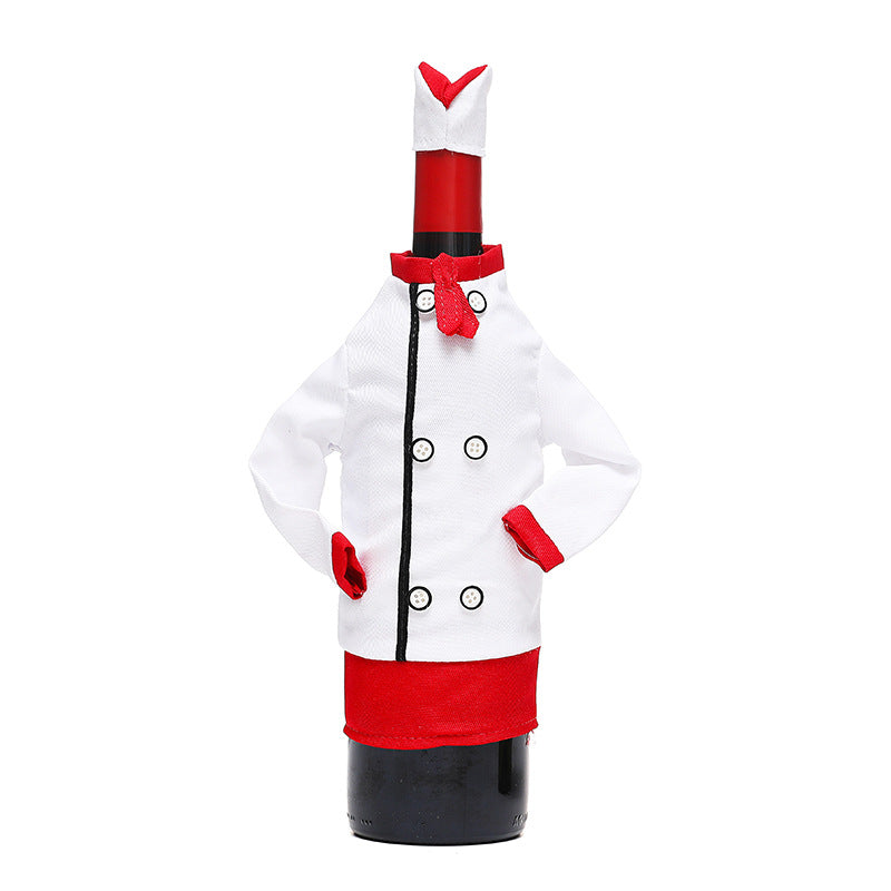 Chef Wine Bottle Outfits Set Holiday Table Decoration