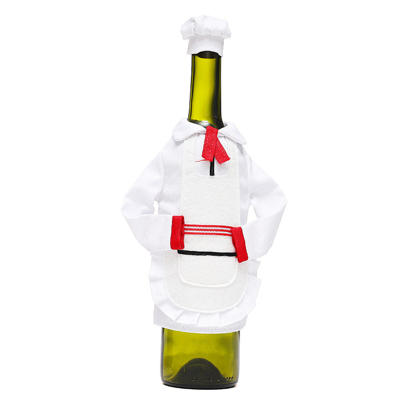 Chef Wine Bottle Outfits Set Holiday Table Decoration