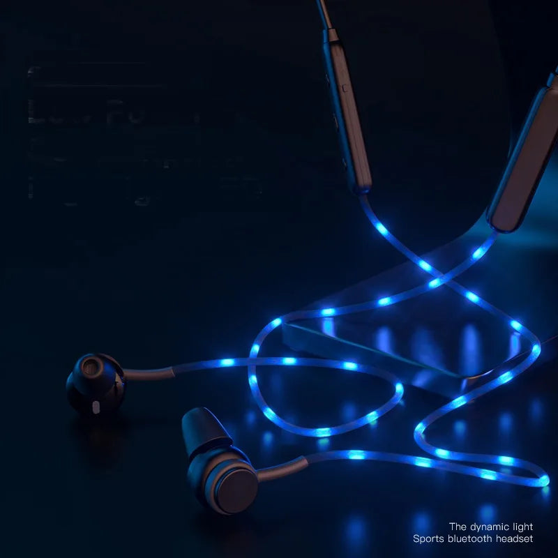 Wireless Glowing LED Neckband Headphones for Night Runs