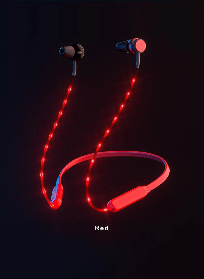 Wireless Glowing LED Neckband Headphones for Night Runs