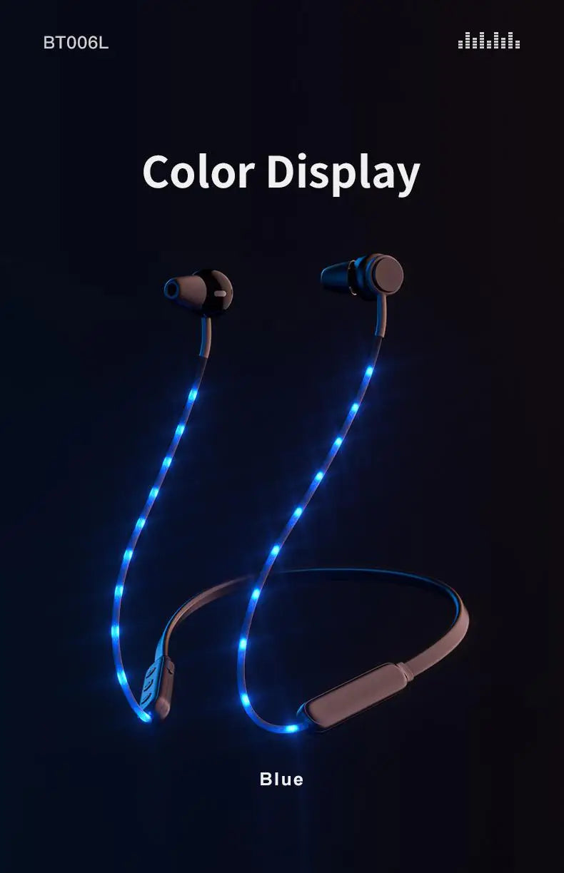 Wireless Glowing LED Neckband Headphones for Night Runs