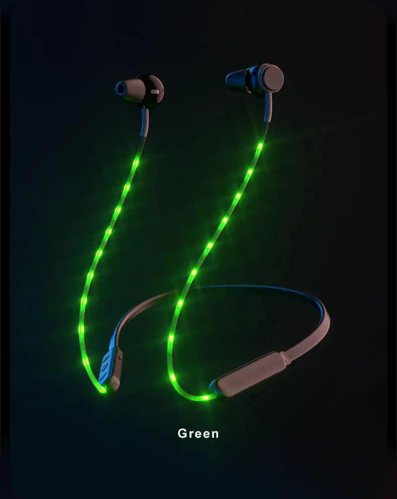 Wireless Glowing LED Neckband Headphones for Night Runs