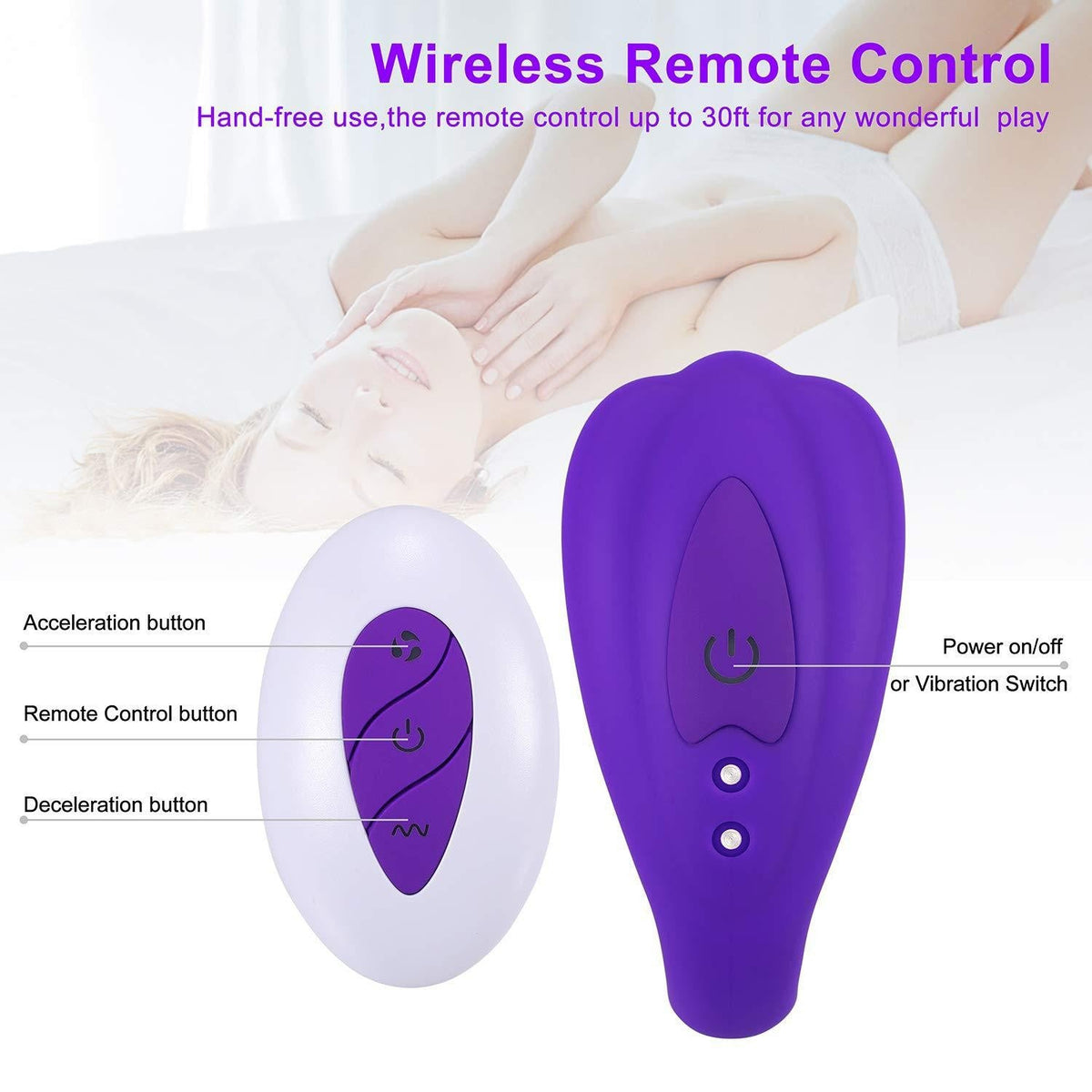 Wearable Vibrator for Hands-Free Couples Play, Purple