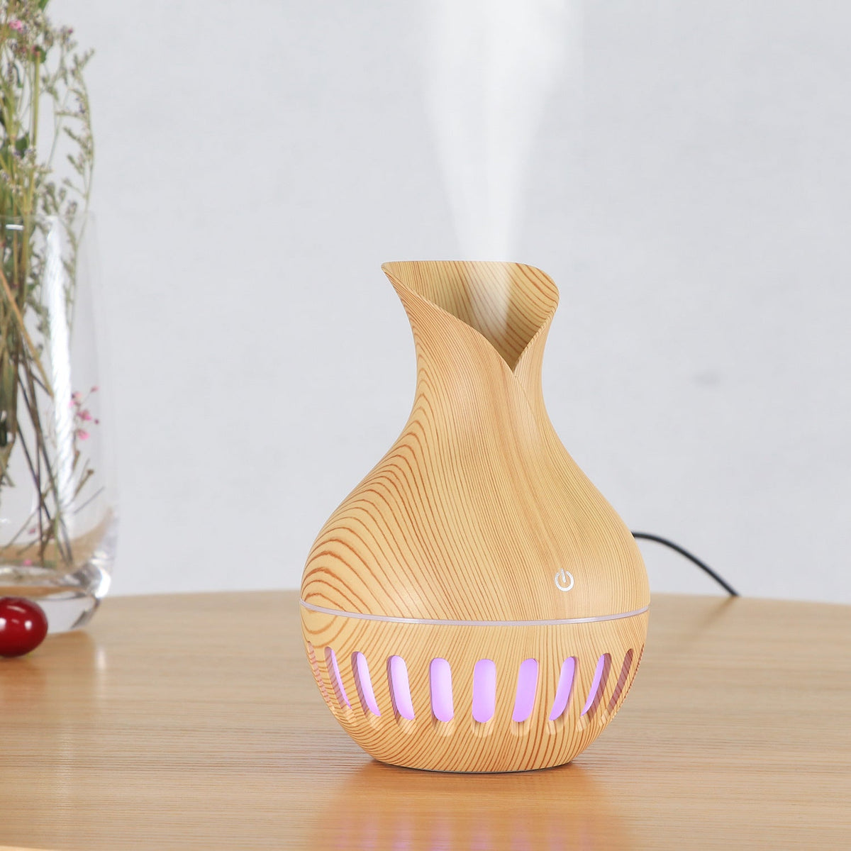 Decorative Wood Grain Humidifier with LED Ambient Glow