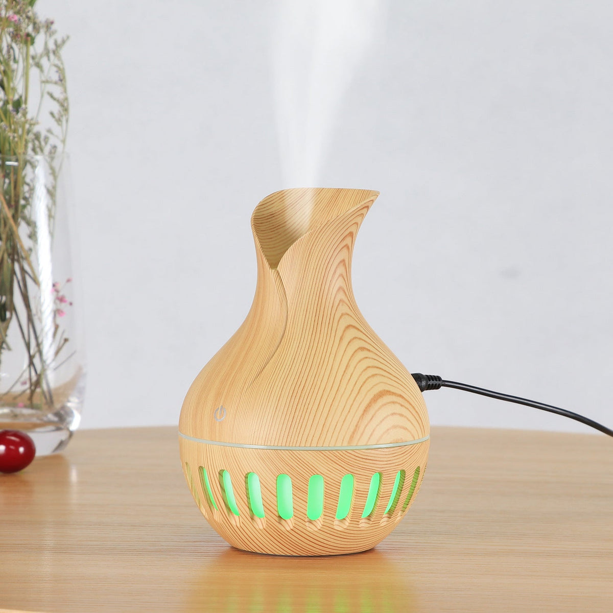 Decorative Wood Grain Humidifier with LED Ambient Glow