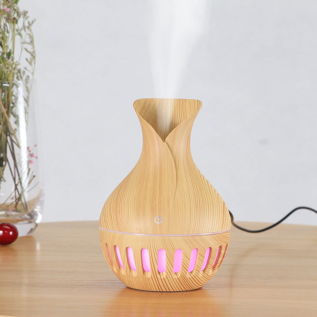 Decorative Wood Grain Humidifier with LED Ambient Glow