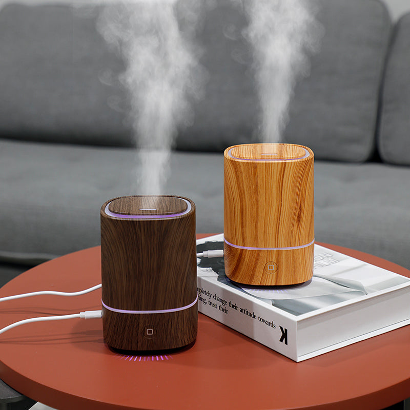Wood Grain Aroma Diffuser for Calm Mist and LED Glow