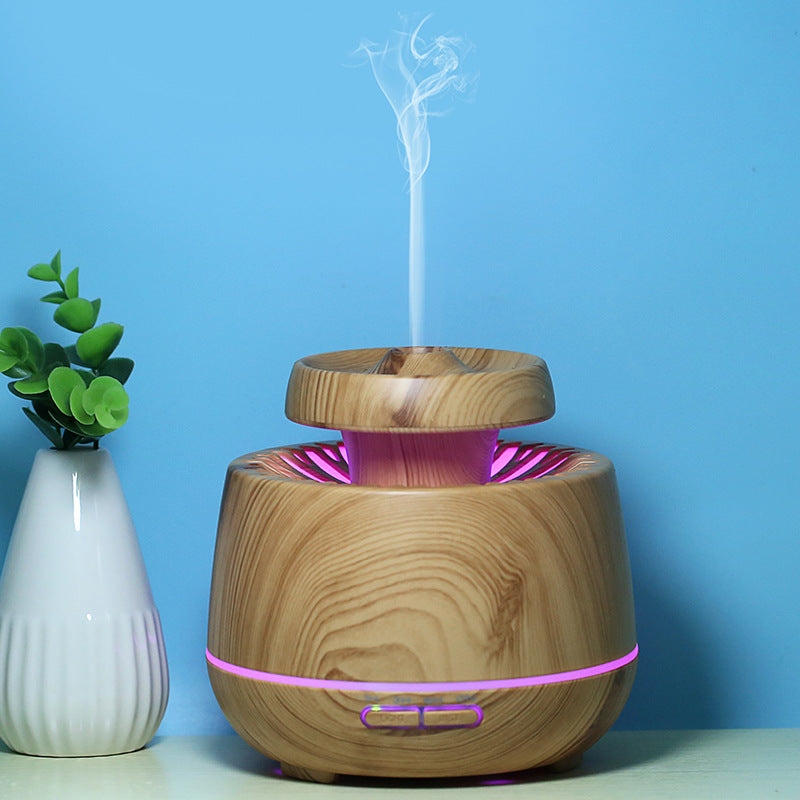 Wood Grain Aromatherapy Diffuser with Color LED Glow